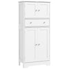 Freestanding Kitchen Storage Cabinet with 4 Doors Drawer and Shelves White