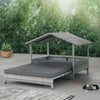 Rattan Dog House Extendable Outdoor Wicker Water-Resistant Roof Dog Pets Bed