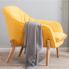 Chenille Fabric Tub Armchair Scalloped Back Oyster Lounge Chairs w/Wooden Legs