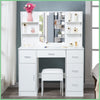 Modern Vanity Makeup Desk with LED Lights Mirror 3 Lights Colors 5 Drawers White