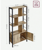 Bookshelf, Storage Shelf, Large Bookcase With Doors, 4 Shelves, Stable Steel