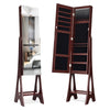 LED Freestanding Mirror Jewelry Cabinet Makeup Vanity Armoire Coffee