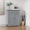 Bathroom Floor Storage Cabinet w/ 2 Drawers Door Cupboard Grey