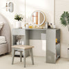 Grey L-Shaped Computer Desk Compact Corner Executive Desk w/ Storage