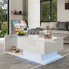 Lift Top Coffee Table with Hidden Storage and LED Lights for Living Room White