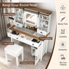 White Vanity Desk Dressing Table Stool Set Sliding Mirror Collect NN5