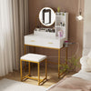 Modern Dressing Table Set 3 Color LED Lighted Vanity Table with Stool 2 Drawer