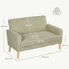2 Seater Sofa, Velvet-Feel Upholstered Loveseat for Small Space, Beige