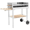 XXL Trolley Charcoal BBQ Grill Stainless Steel with 2 Shelves Cart vidaXL