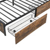 3ft Double Bed Frame Metal Slatted Bed Platform with Headboard & Storage Drawers