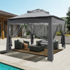 Pop Up Garden Gazebo 3m Heavy Duty Backyard Waterproof 2-Tier Party Tent Grey