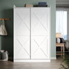 Bedroom 2 Sliding Door Wardrobe Matt White Storage Cupboard with 2 Hanging Rails