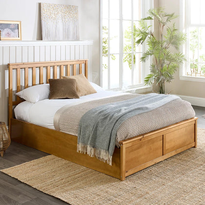 Alliviah Wooden Ottoman Bed Shaker Style Solid Wood Storage Bed SMALL DOUBLE