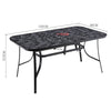 150cm Rectangular Garden Dining Table with Parasol Hole THICK Tempered Glass Top