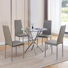 Round Clear Tempered Glass Silver Chromed Leg Dining Table Diningroom Livingroom