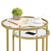Round Side End Table Gold Nesting Table with Glass Top for Living Room/ Bedroom