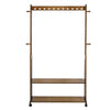 Bamboo Clothes Rail Garment Dress Hanging Hook Display Stand Shoe Rack on Wheels