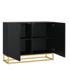Modern Sideboard I 100cm I Black I Fluted Fronts I Gold Legs I Storage Cabinet