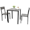 Modern Dining Table Set 3 Piece Table and 2 Chairs Space Saving Kitchen Set Grey
