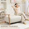 2 Seater Sofa, Fabric Modern Loveseat for Living Room, Cream