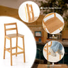 2X Bar Height Stools Rubber Wood Natural Armless Bar Stools W/Backrests Footrest