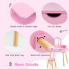 Wooden Dressing Table & Stool 2-in-1 Kids Vanity Set Children w/ Drawers