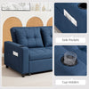 2 Seater Pull Out Sofa Bed with Pockets for Living Room Dark Blue