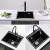 New Inset Quartz Stone Single Double Deep Bowl Kitchen Sink w/Drainer Waste Kit