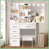 YAMISSI Bedroom Funiture Dressing Table w/LED Mirror Vanity Table Set +6 Drawers
