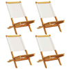 Folding Garden Chairs 4 pcs White Fabric and Solid Wood G8P9