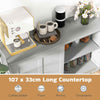 GYMAX Freestanding Kitchen Storage Cabinet Floor Storage Cabinet Sliding Door