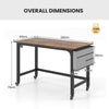 Computer Workstation Rolling Writing Study Desk On Wheels-Brown