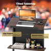 Rolling Podium Stand with Tilted Tabletop & Edge Stopper