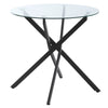 Round Bar Table with Tempered Glass Top, Kitchen Dining Table with Metal Legs