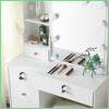 Vanity Dressing Table with Dimmable LED Light Sliding Mirror Shelves Makeup Desk