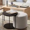 Round Sofa Side Tea Table & Linen Ottoman Footstool Under Desk Chair Living Room