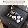Small Dressing Table with Foldable Side Panel LED Light Mirror Shelves Vanity