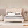 Double Size Bed Frame Wooden Slats Platform Upholstered Button Tufted Headboard