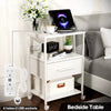 Bedside Table with Charging Station, Nightstand with 2 Outlets and 2 USB Ports
