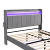 Upholstered Platform Bed 4ft6 Double Bed Frame with LED Storage Headboard Grey