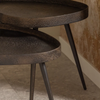 Modern Round Metal Walnut Nest Of Tables Set Of Two Coffee Tables Living Room