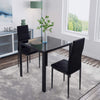 75cm Square Glass Dining Table 2/4 Padded Chair PU Leather Home Dining Furniture