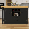360° SWIVELLING DINING & BAR TABLE KITCHEN ISLAND WITH STORAGE CABINET WINE RACK