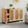 Sideboard Natural Storage Rattan Doors Shelves Cabinet Unit Contemporary Modern