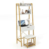 Vanity Table Set Wooden Makeup Dressing Desk & Stool w/Flip Top Mirror Golden