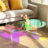 Acrylic Coffee Table Modern Accent Night Stand Iridescent Side Table Office Home