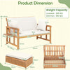Patio Solid Acacia Wood Loveseat & Storage Ottoman-White