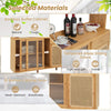 175CM Kitchen Bamboo Buffet Cabinet Wine Bar Freestanding Pantry Cabinet