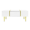 Modern High-gloss Coffee Table with 2 drawer for Living Room, White