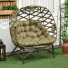 2 Seater Egg Chair Outdoor with Cushion, Cup Pockets - Khaki